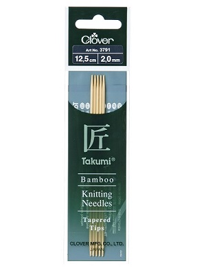 Bamboo Takumi Double Pointed 12.5cm Knitting Needles - 2.00mm