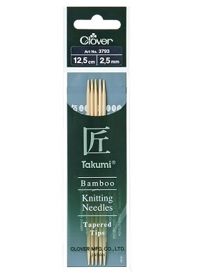 Bamboo Takumi Double Pointed 12.5cm Knitting Needles - 2.50mm