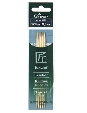 Bamboo Takumi Double Pointed 12.5cm Knitting Needles - 3.00mm