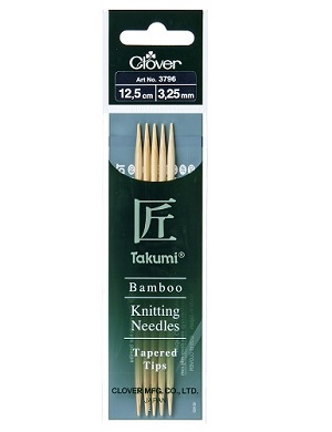 Bamboo Takumi Double Pointed 12.5cm Knitting Needles - 3.25mm