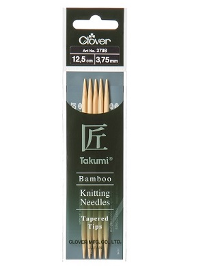Bamboo Takumi Double Pointed 12.5cm Knitting Needles - 3.75mm