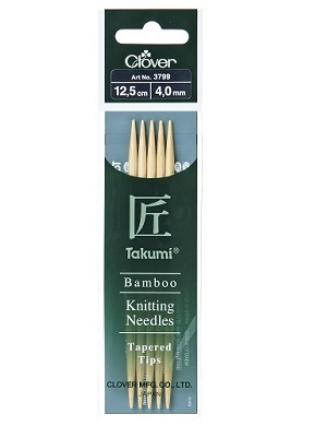 Bamboo Takumi Double Pointed 12.5cm Knitting Needles - 4.00mm