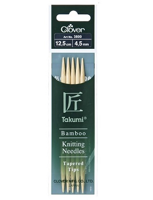 Bamboo Takumi Double Pointed 12.5cm Knitting Needles - 4.50mm