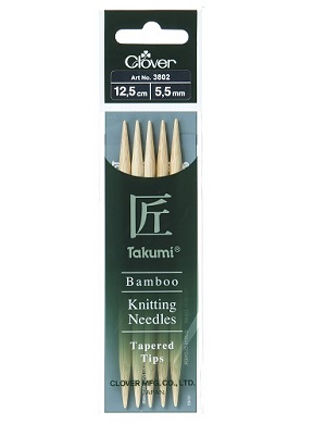 Bamboo Takumi Double Pointed 12.5cm Knitting Needles - 5.50mm