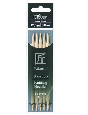 Bamboo Takumi Double Pointed 12.5cm Knitting Needles - 6.00mm