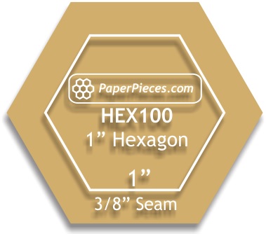 1.0 inch Acrylic Hexagon 3/8 inch Seam Allowance