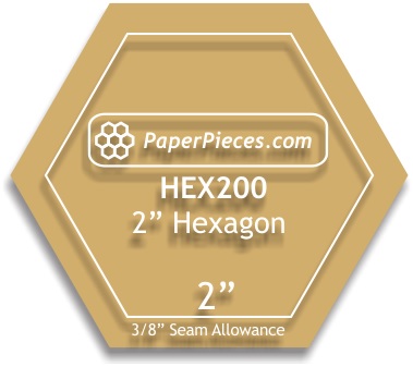 2.0 inch Acrylic Hexagon 3/8 inch Seam Allowance